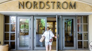 Miami, Florida, Coral Gables Shops at Merrick Park, Nordstrom Department Store with shopper entering.