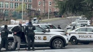 The U.S. Secret Service takes a man into custody at the vice president's residence.