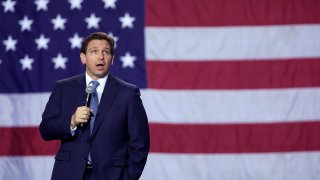 Florida Gov. Ron DeSantis speaks to Iowa voters on March 10, 2023 in Des Moines, Iowa. DeSantis, who is widely expected to seek the 2024 Republican nomination for president, is one of several Republican leaders visiting the state this month. 