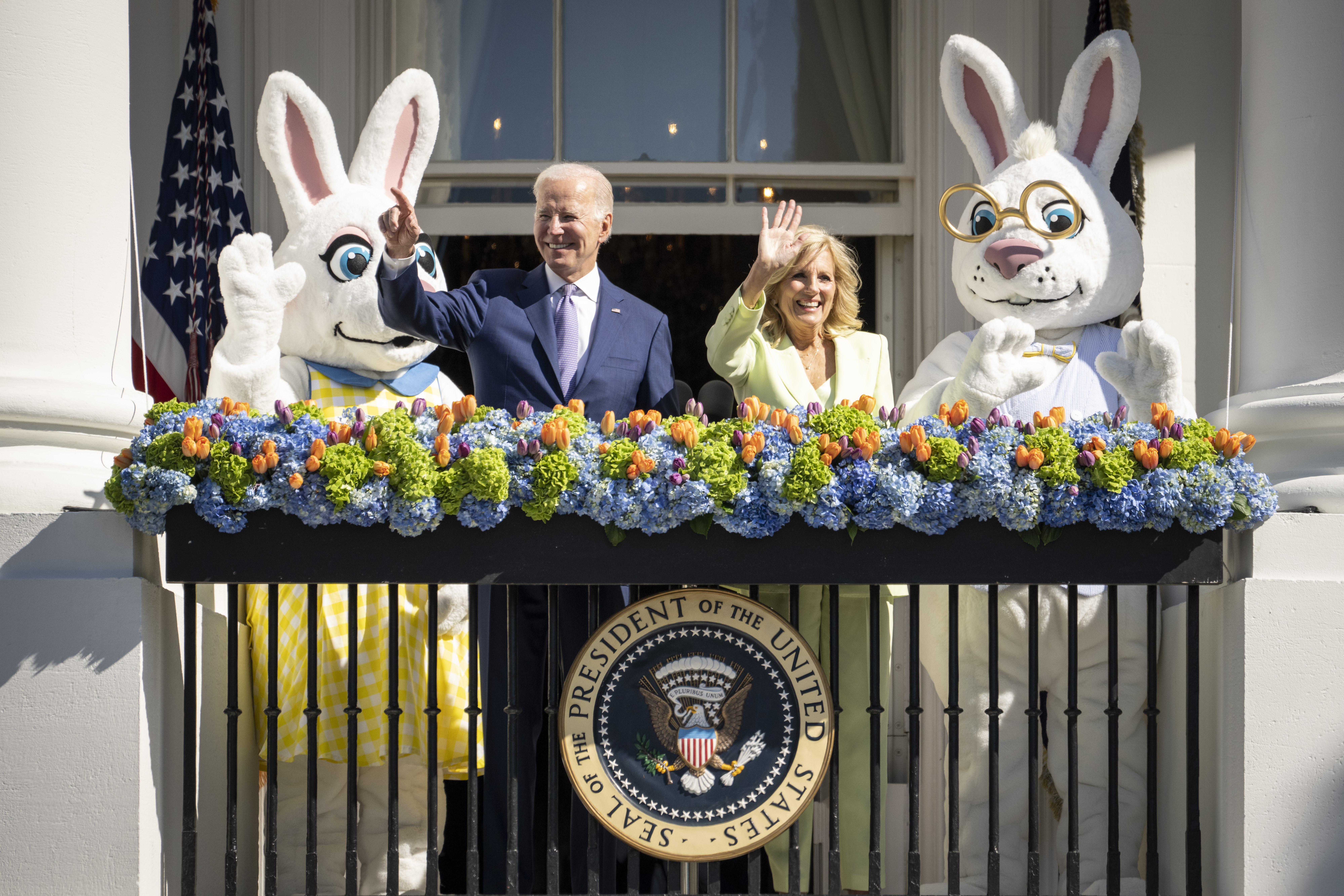 President Joe Biden and first lady Jill Biden attend the annual Easter Egg Roll on the South Lawn of the White House on April 10, 2023, in Washington, DC. The tradition dates back to 1878 when President Rutherford B. Hayes invited children to the White House for Easter and egg rolling on the lawn.