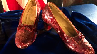 FILE - A pair of ruby slippers once worn by actress Judy Garland in the "The Wizard of Oz"
