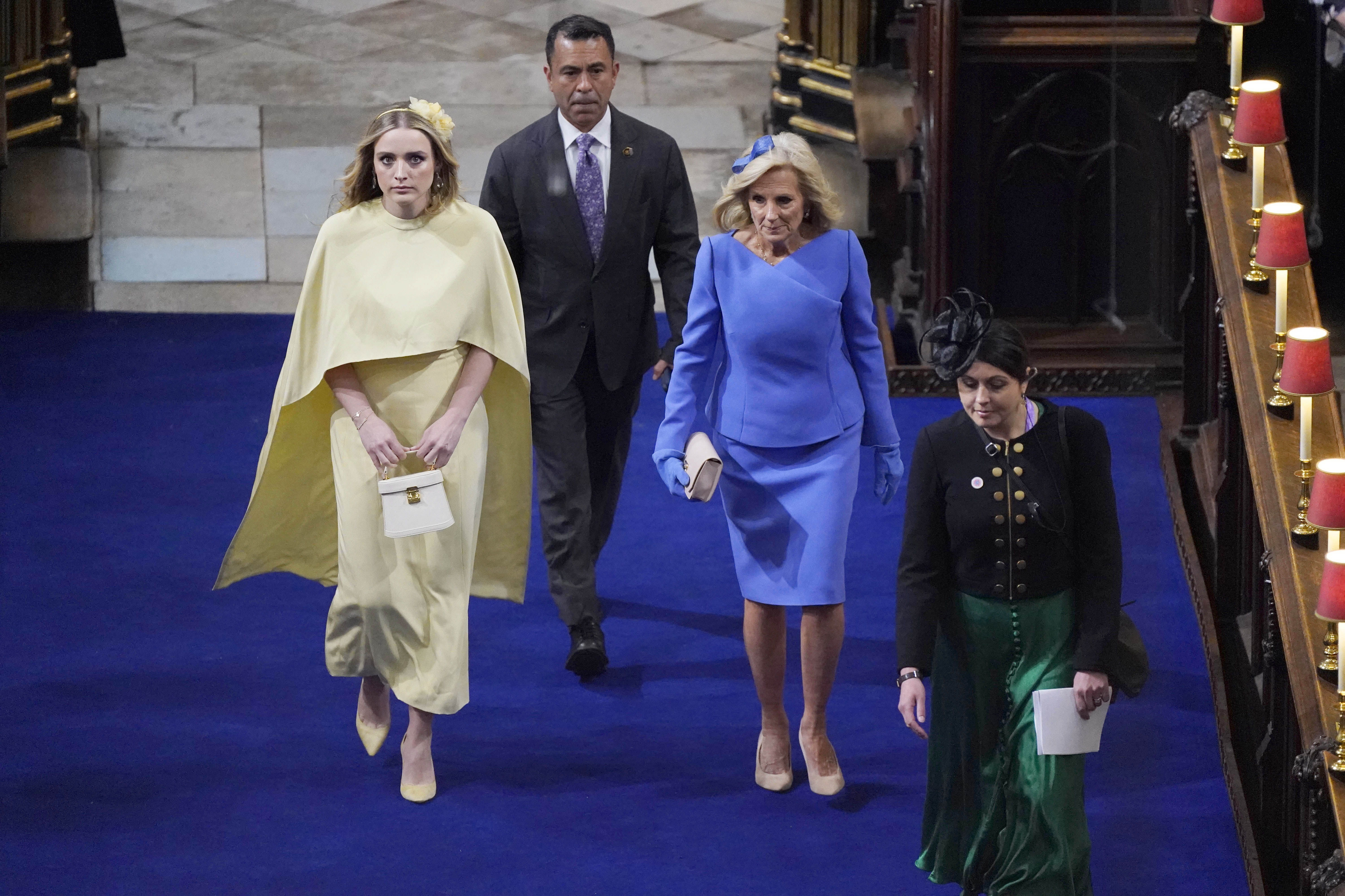 First lady Dr. Jill Biden, and her granddaughter Finnegan Biden, ahead of the Coronation of King Charles III and Queen Camilla on May 6, 2023 in London, England.