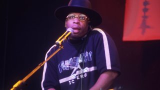 Jam Master Jay of Run DMC performs on stage at the Respect Festival, Finsbury Park, London, United Kingdom, 2001.