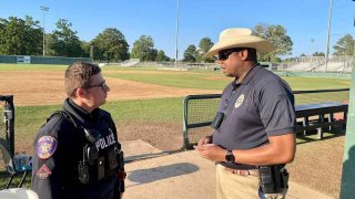 The Texarkana Texas Police Department investigated at George Dobson Field after a Texas A&M-Texarkana player was struck by a stray bullet on Saturday.