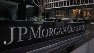 The JP Morgan Chase & Co. headquarters, The JP Morgan Chase Tower in Park Avenue, Midtown, Manhattan, New York.