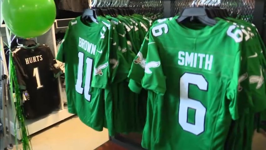 Fanatics order status on some Eagles kelly green jerseys: Not until October