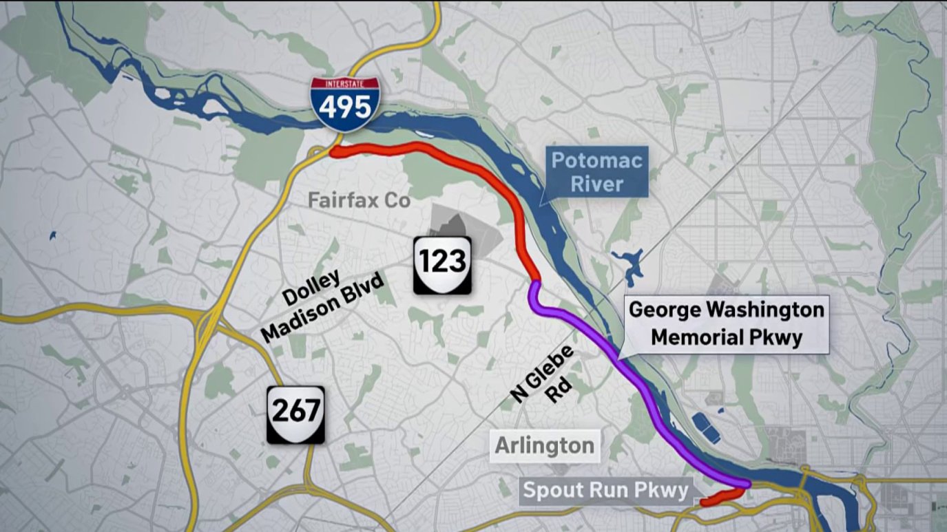 Storm damage closes portions of GW Parkway for days – NBC4 Washington