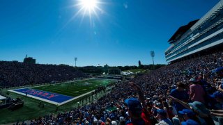 A general view during the first half between the Duke Blue Devils and the Kansas Jayhawks at David Booth Kansas Memorial Stadium on September 24, 2022 in Lawrence, Kansas.