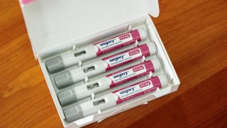 A selection of injector pens for the Wegovy weight loss drug are shown in this photo illustration in Chicago, Illinois, March 31, 2023.