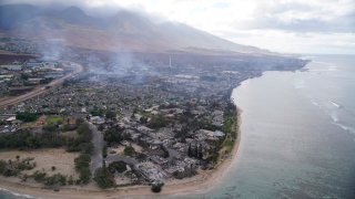 FILE - A wasteland of burned out homes and obliterated communities is left on Aug. 10, 2023, in Lahaina, Hawaii, following a stubborn blaze.