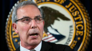 U.S. Attorney David Weiss speaks during a press conference on May 3, 2018, at his district office in Wilmington, Del.