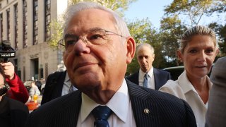 Sen. Bob Menendez arrives at a Manhattan court after being indicted on bribery charges on Sept. 27, 2023, in New York City.