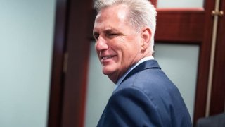 UNITED STATES – OCTOBER 3: Speaker of the House Kevin McCarthy, R-Calif., arrives to a meeting of the House Republican Conference in the U.S. Capitol on Tuesday, October 3, 2023. Rep. Matt Gaetz, R-Fla., filed a motion to vacate against McCarthy on Monday. (Tom Williams/CQ-Roll Call, Inc via Getty Images)