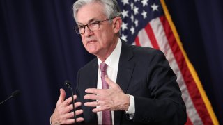 Federal Reserve Chairman Jerome Powell speaks at a news conference following a Federal Open Market Committee meeting in Washington, DC.