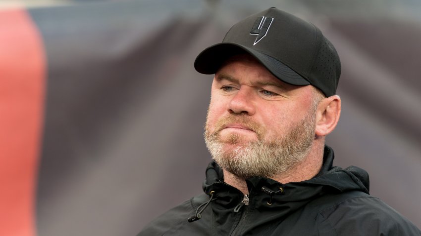 FOXBOROUGH, MA – JULY 15: Coach Wayne Rooney of D.C. United before a game between D.C. United and New England Revolution at Gillette Stadium on July 15, 2023 in Foxborough, Massachusetts. (Photo by Andrew Katsampes/ISI Photos/Getty Images).