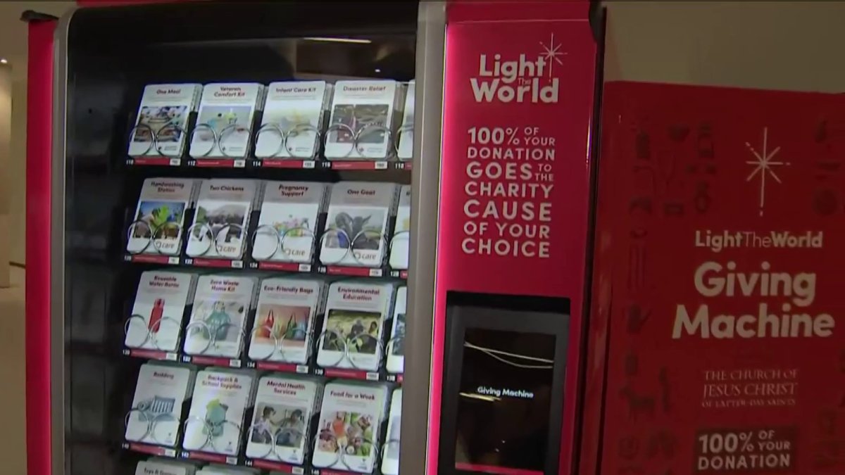 A charity vending machine? See the ‘Giving Machine’ in action at