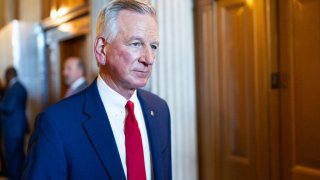 Sen. Tommy Tuberville, R-Ala., leaves the Senate floor after a vote in the Capitol on Tuesday, September 19, 2023.