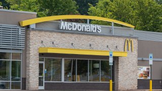An exterior view of a McDonald's restaurant.