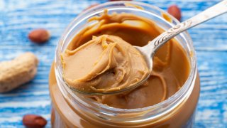 Peanut butter in an open jar