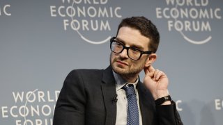 Alex Soros, chairman of Open Society Foundations, during a panel session on the closing day of the World Economic Forum (WEF) in Davos, Switzerland, on Friday, Jan. 19, 2024. The annual Davos gathering of political leaders, top executives and celebrities runs from January 15 to 19. Photographer: Stefan Wermuth/Bloomberg via Getty Images