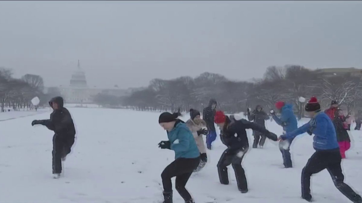 DC delights in first snow of 2024 with sledding, National Mall snowball