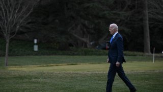 WASHINGTON, DC - February 9: President Joe Biden walks to Marin