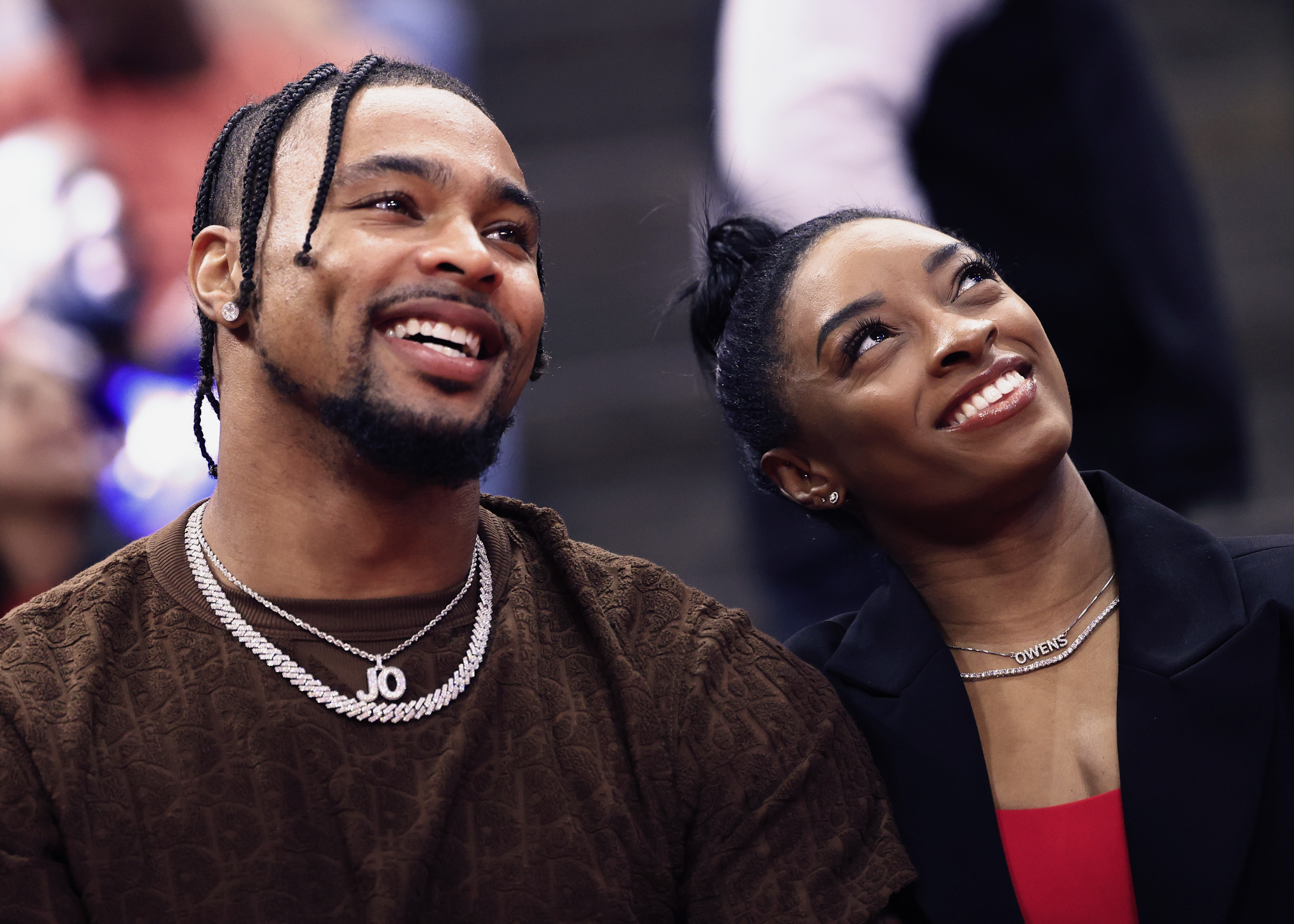 Simone Biles says husband Jonathan Owens' attendance at her 2024
season debut was ‘a huge thing for him'