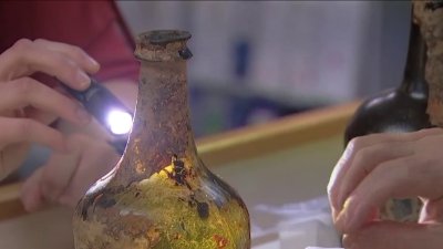 Glass bottles from the mid-1700s found at Mount Vernon