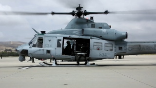 A helicopter used by USMC squadron HMLAT-303.