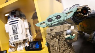 Star Wars Lego models are seen at the Bricks & Figs museum in Krakow, Poland, on April 15, 2023.