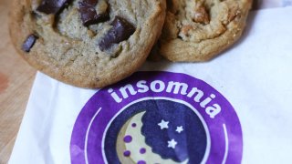 In this photo illustration, Insomnia Cookies are displayed on October 03, 2023 in San Anselmo, California. 