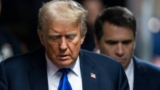Former U.S. President Donald Trump arrives to court for his hush money trial at Manhattan Criminal Court in New York City on May 30, 2024.