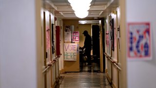 Voters arrive to cast their ballots