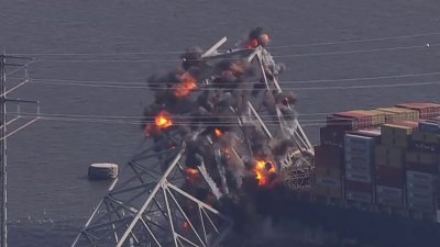 Crews demolish part of Baltimore's Key Bridge