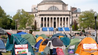 Student protesters on the campus of Columbia University on April 30, 2024, in New York City.