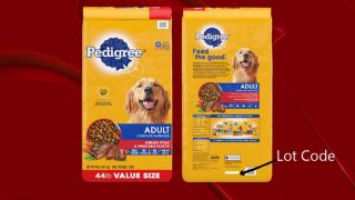 Pedigree issued a limited, voluntary recall for 44-pound bags of dog food with lot code 410B2TXT02 over concerns the bags may have loose pieces of metal inside.