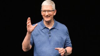 Apple CEO Tim Cook speaks during Apple’s annual Worldwide Developers Conference (WDC) in Cupertino, California on June 10, 2024.