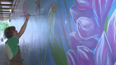 Artists work together to transform 4th Street underpass into a walking gallery