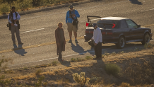 Photographer Sicco Rood captured shots of the untitled "BC Project" filming in Anza-Borrego. Leonardo DiCaprio and Sean Penn were on set for one scene that appeared to be a car chase.