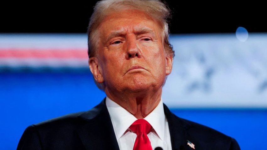 Republican presidential candidate and former U.S. President Donald Trump attends the first presidential debate hosted by CNN in Atlanta, Georgia, U.S., June 27, 2024.