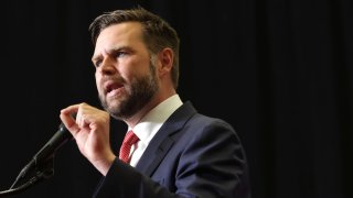 File – Republican vice presidential nominee, U.S. Sen. J.D. Vance (R-OH) speaks at a campaign rally at Radford University on July 22, 2024 in Radford, Virginia.