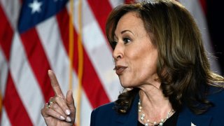 U.S. Vice President Kamala Harris gestures as she delivers remarks during a campaign event at West Allis Central High School, in West Allis, Wisconsin, U.S., July 23, 2024. 