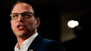 Pennsylvania Gov. Josh Shapiro speaks during a campaign rally for Vice President Kamala Harris in Ambler, Pennsylvania, on July 29, 2024.