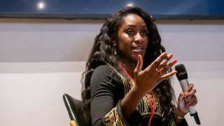 Washington Post Editor Karen Attiah leads a discussion on Saudi hacking techniques at the Oslo Freedom Forum 2019 on May 28, 2019 in Oslo, Norway. 