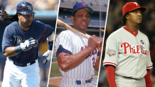 Split image of Manny Ramirez, Willie Mays and Pedro Martinez