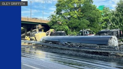 Truck crashes, spills asphalt on I-81 in Maryland