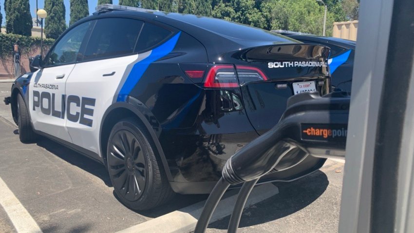 South Pasadena unveils its fleet of electric vehicles for its police department on Monday, July 29, 2024.