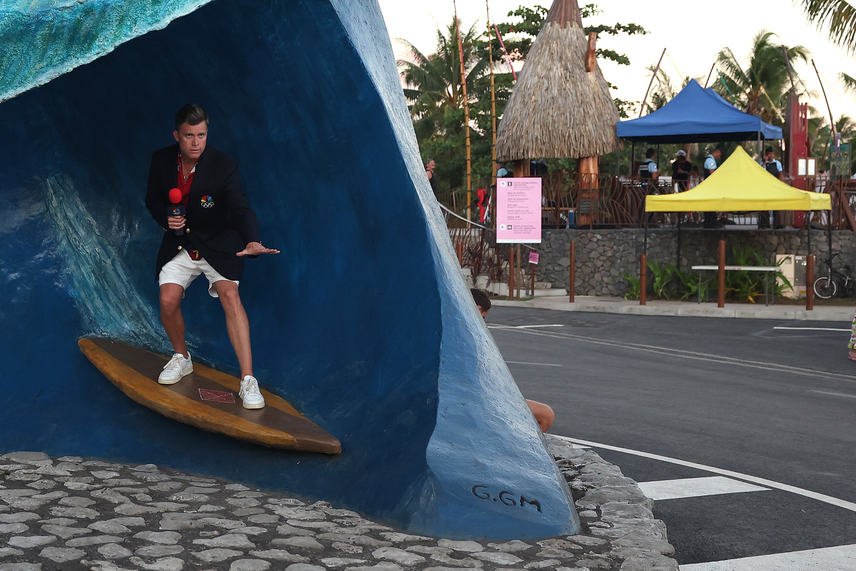 Colin Jost injures foot while covering surfing at Olympics. Here's how it happened