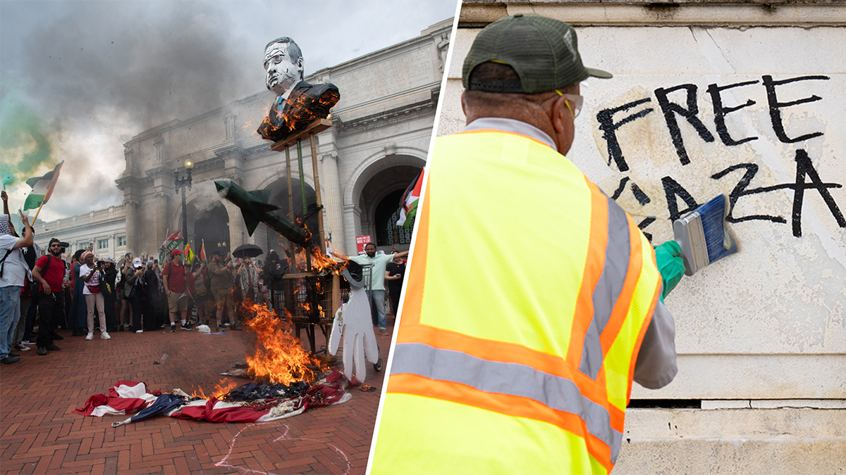 ‘What happened at Union Station was vile': DC protest vandalism, flag-burning condemned