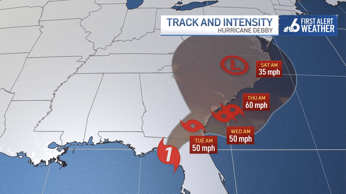 Hurricane Debby 2024 Tracker Map Jania Lisetta